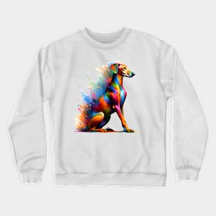 Abstract Colorful Splashed Paint Pharaoh Hound Portrait Crewneck Sweatshirt